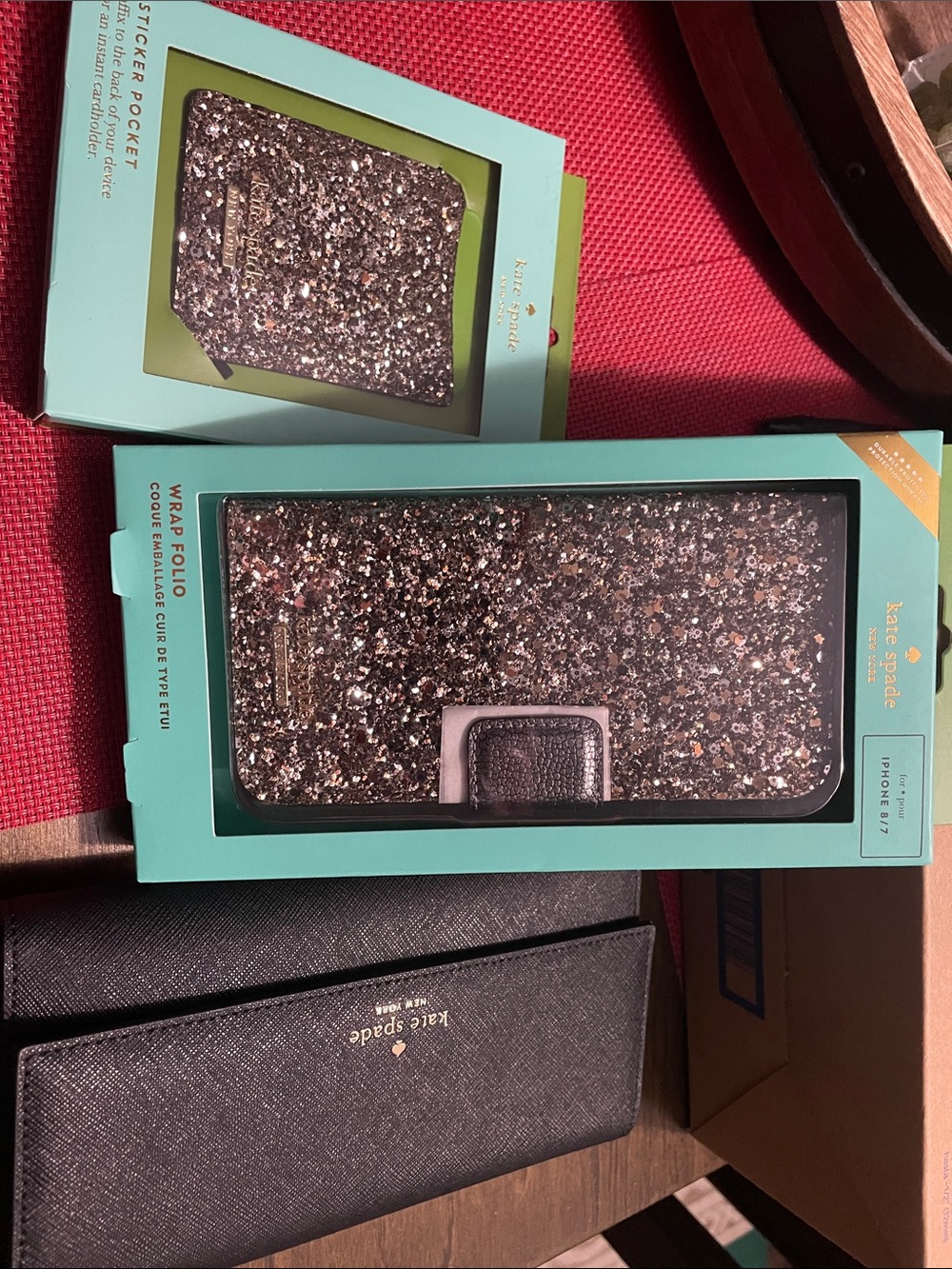 kate spade Glitter Wrap Folio Phone Case in Multi-Color and Black